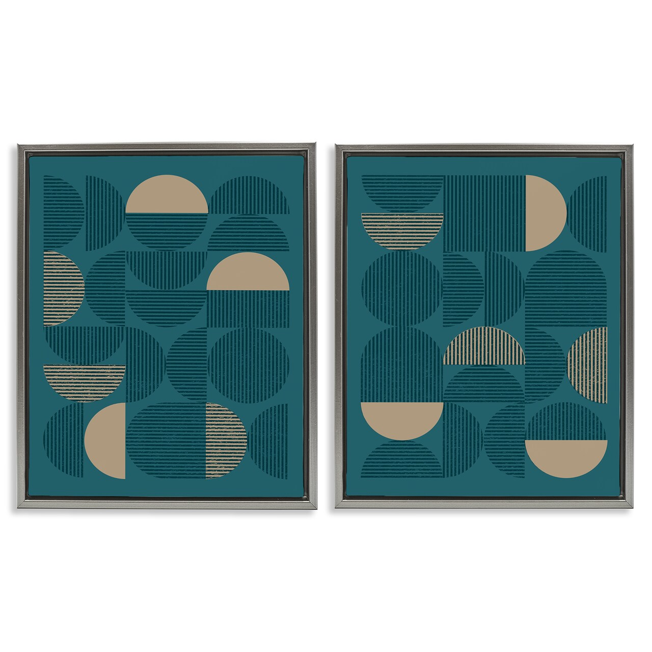Stupell Industries Minimalist Teal Geometric 2 pc Framed Floater Canvas Wall Art Set Design by Vision Studio